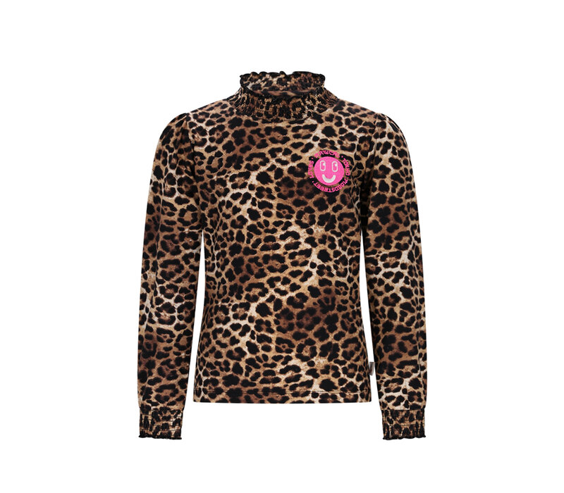 Moodstreet LAURE smock-neck leopard top Leopard