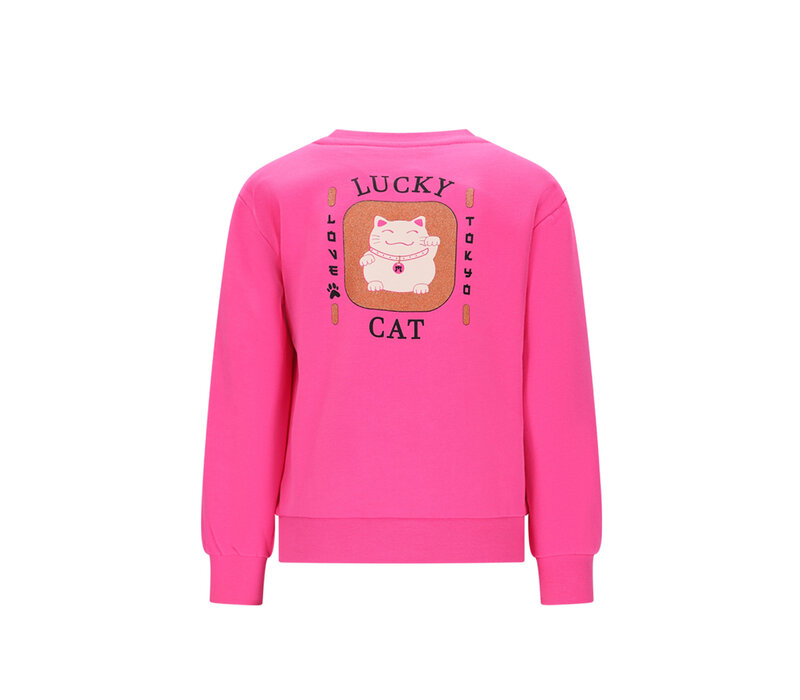 Moodstreet SKY < Lucky Cat > sweater Tokyo Pink Glo