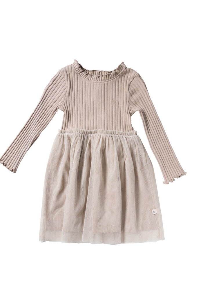 Your Wishes Rib Knit | Tule Dress Oyster Gray