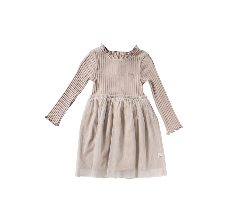 Your Wishes Rib Knit | Tule Dress Oyster Gray