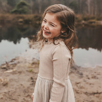 Your Wishes Rib Knit | Tule Dress Oyster Gray