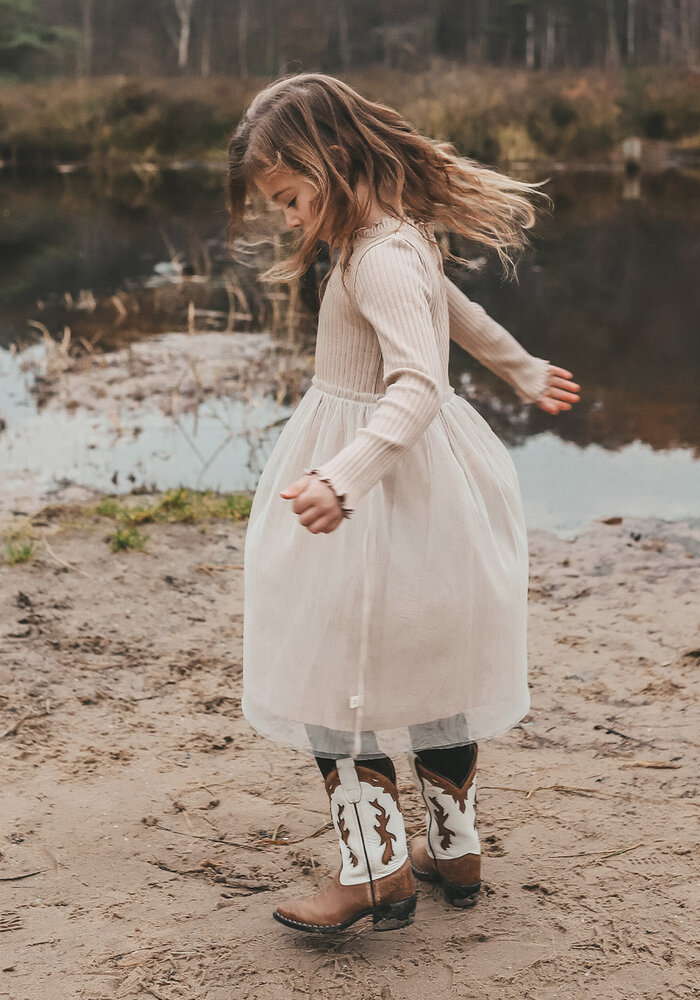 Your Wishes Rib Knit | Tule Dress Oyster Gray