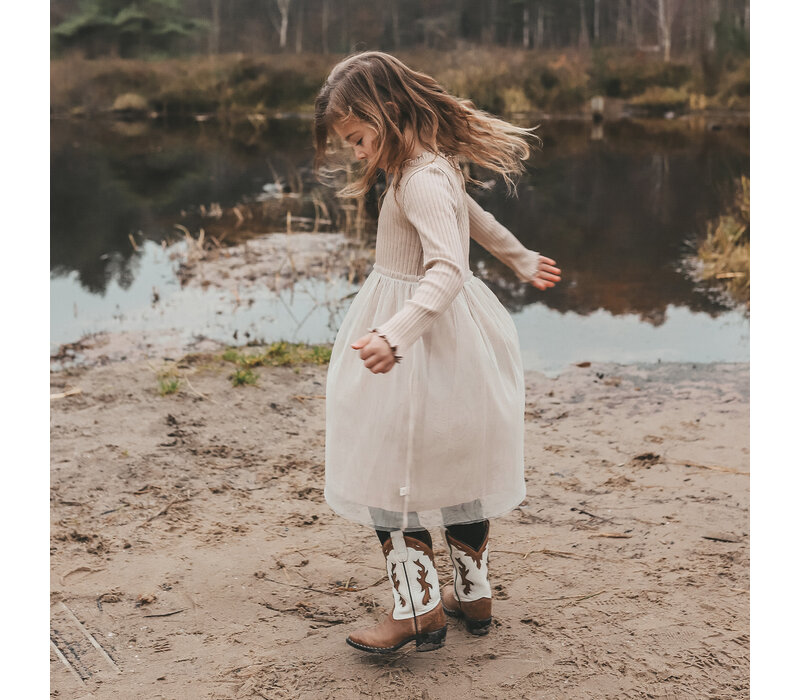 Your Wishes Rib Knit | Tule Dress Oyster Gray