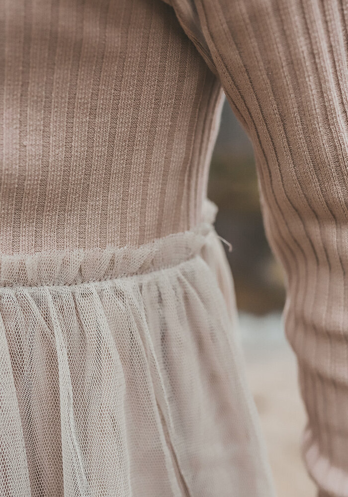 Your Wishes Rib Knit | Tule Dress Oyster Gray