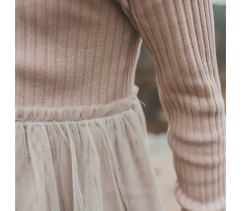 Your Wishes Rib Knit | Tule Dress Oyster Gray