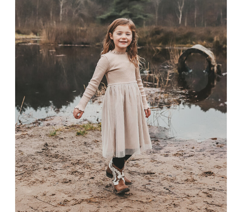 Your Wishes Rib Knit | Tule Dress Oyster Gray