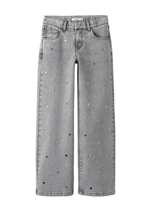 Name it Name it NKFROSE WIDE JEANS 5503-YA N Light Grey Deni//HEART STUD