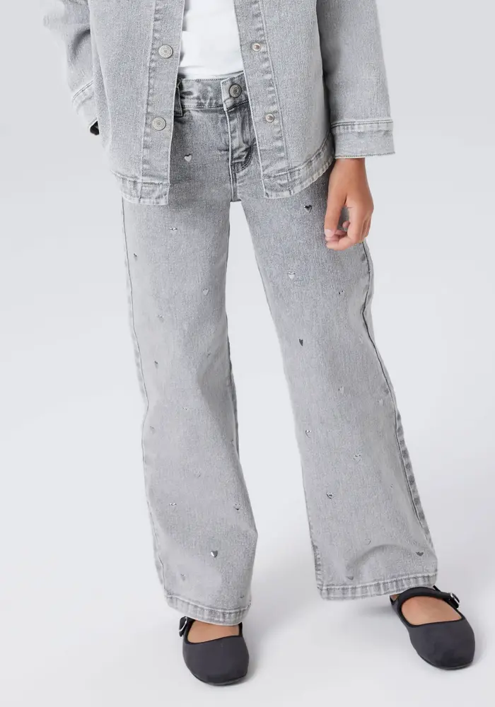 Name it NKFROSE WIDE JEANS 5503-YA N Light Grey Deni//HEART STUD