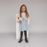 Your Wishes Stretch Denim | Scallop Salopette Dress Sky Blue