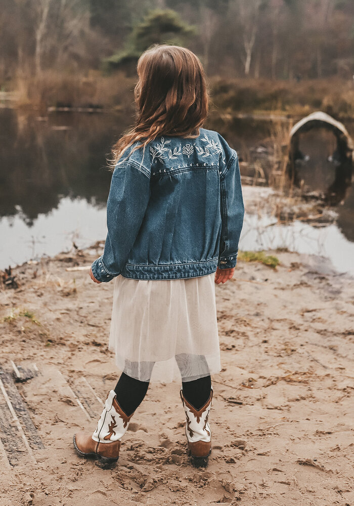 Your Wishes Ethnic Flower | Denim Jacket Medium Blue