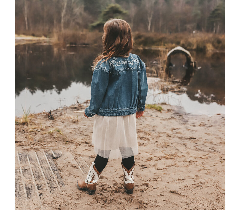 Your Wishes Ethnic Flower | Denim Jacket Medium Blue