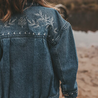 Your Wishes Ethnic Flower | Denim Jacket Medium Blue