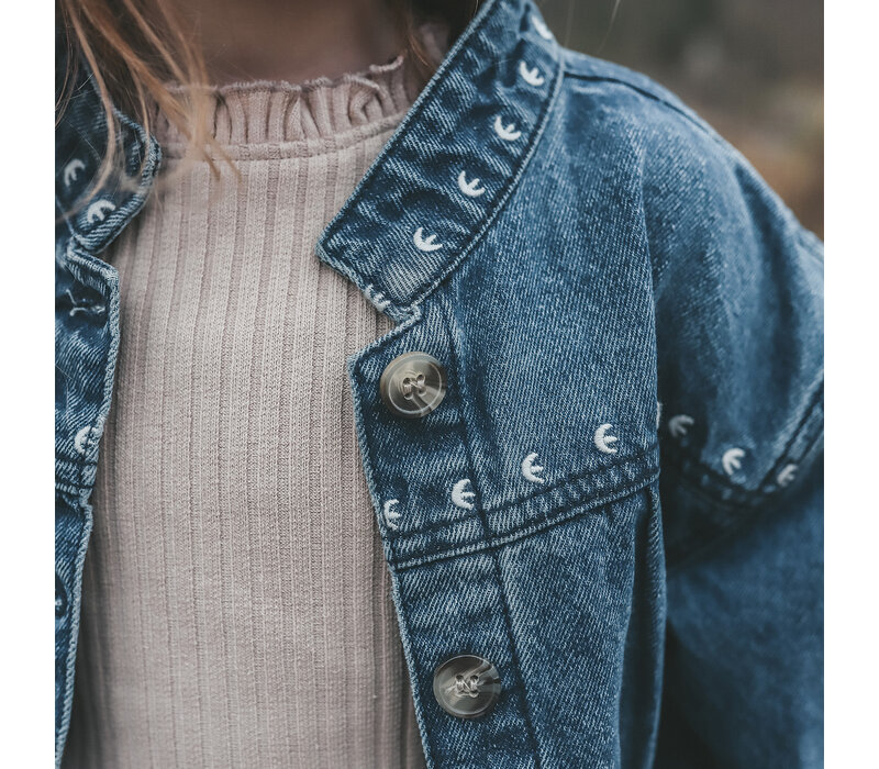 Your Wishes Ethnic Flower | Denim Jacket Medium Blue