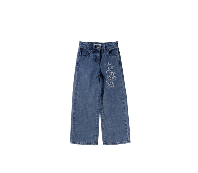 Your Wishes Enthic Flower | Wide Leg Jeans Medium Blue