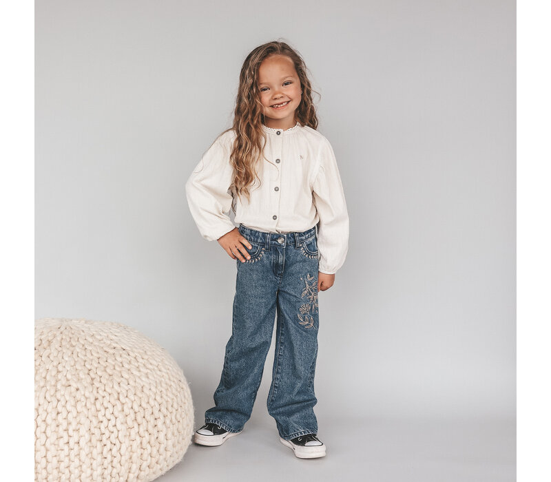 Your Wishes Enthic Flower | Wide Leg Jeans Medium Blue