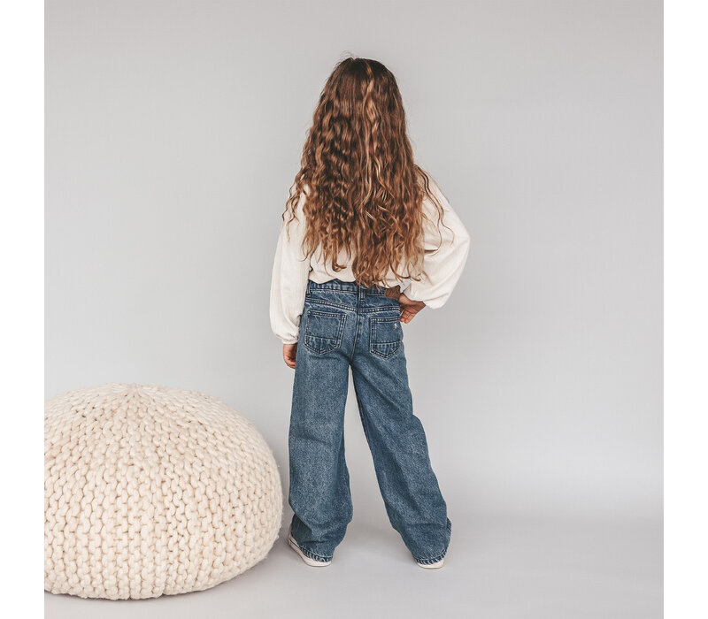 Your Wishes Enthic Flower | Wide Leg Jeans Medium Blue