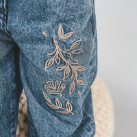 Your Wishes Enthic Flower | Wide Leg Jeans Medium Blue