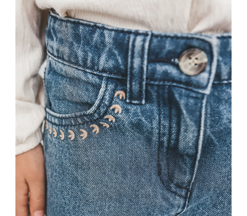 Your Wishes Enthic Flower | Wide Leg Jeans Medium Blue