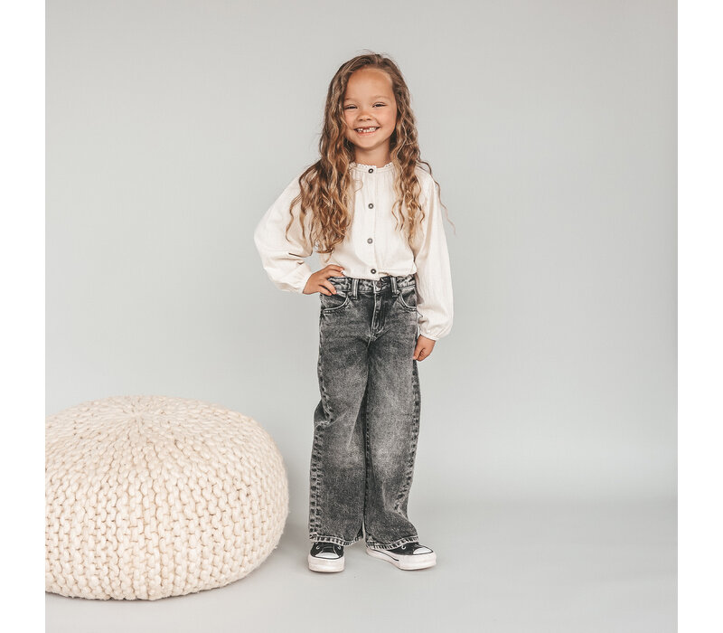 Your Wishes Stretch Denim | Wide Leg Glitter Jeans Acid Grey