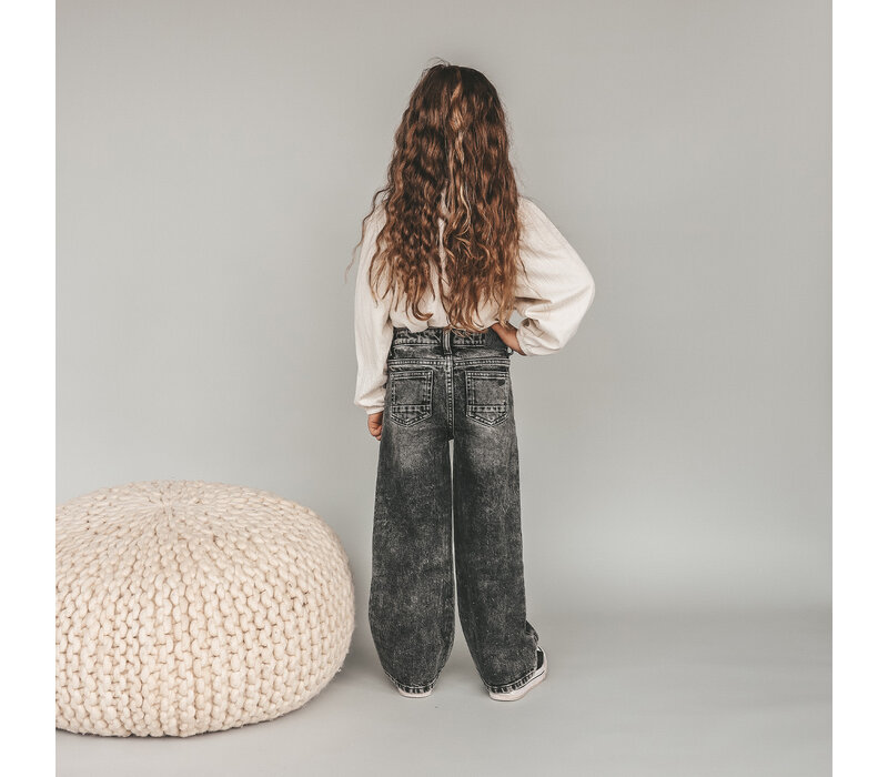 Your Wishes Stretch Denim | Wide Leg Glitter Jeans Acid Grey