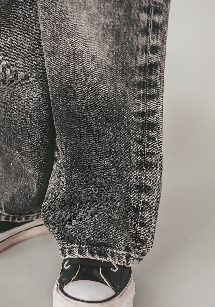 Your Wishes Stretch Denim | Wide Leg Glitter Jeans Acid Grey