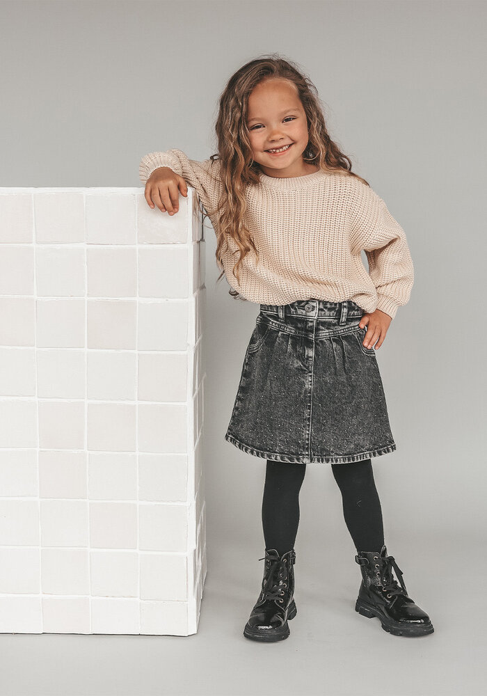 Your Wishes Stretch Denim | Glitter Skirt Acid Grey