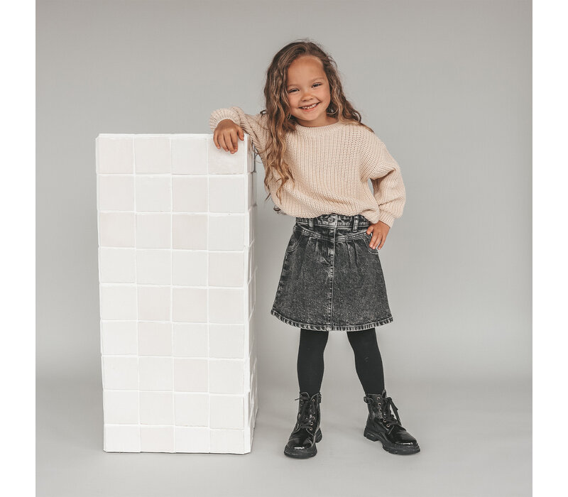 Your Wishes Stretch Denim | Glitter Skirt Acid Grey