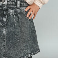 Your Wishes Stretch Denim | Glitter Skirt Acid Grey