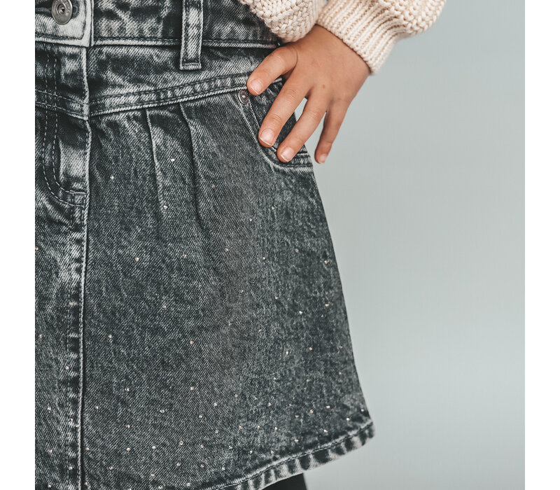 Your Wishes Stretch Denim | Glitter Skirt Acid Grey