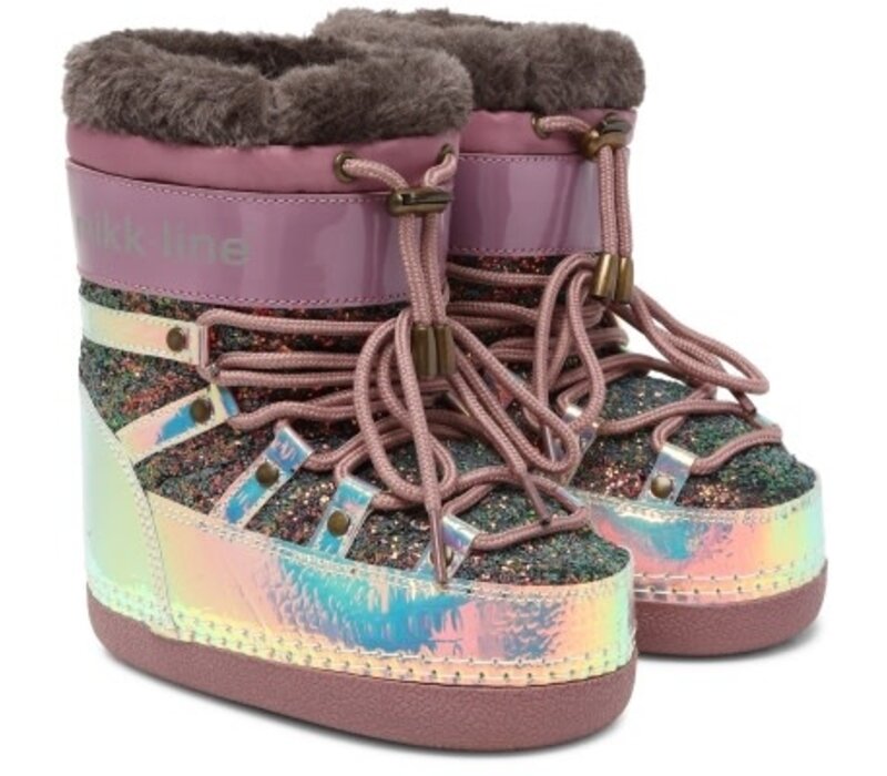 Mikk-Line Snow Boot Glitter Rose Brown