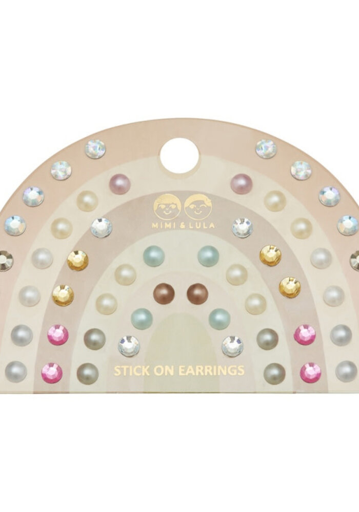 Mimi & Lula PINK GEM & PEARL STICK ON EARRINGS