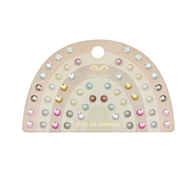 Mimi & Lula PINK GEM & PEARL STICK ON EARRINGS