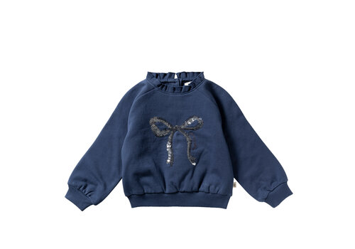 Your Wishes Your Wishes Bow | Ruffle Sweater Insignia Blue