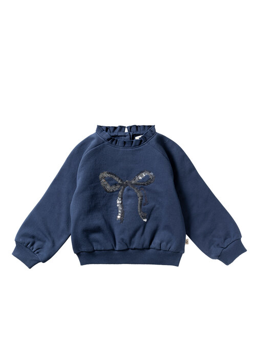 Your Wishes Your Wishes Bow | Ruffle Sweater Insignia Blue
