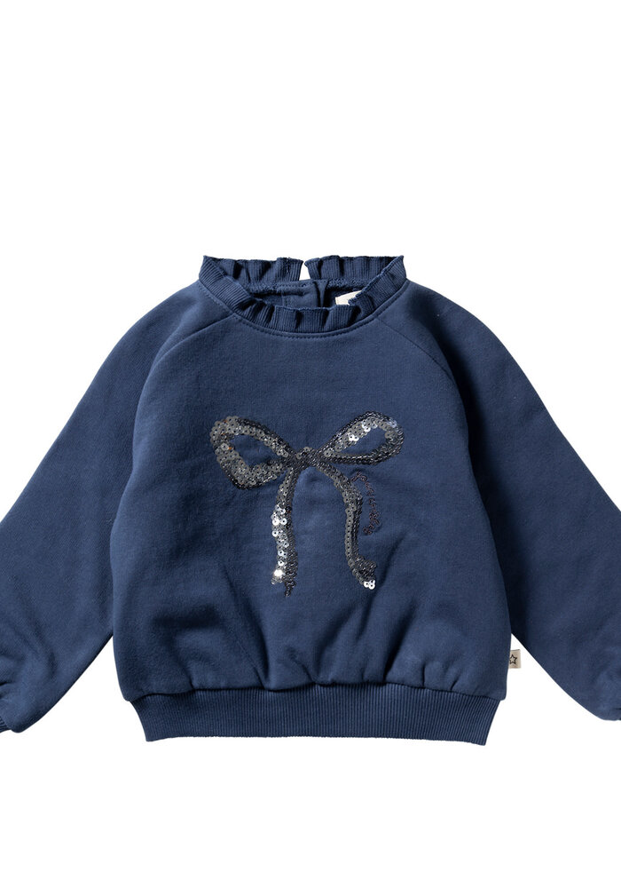 Your Wishes Bow | Ruffle Sweater Insignia Blue
