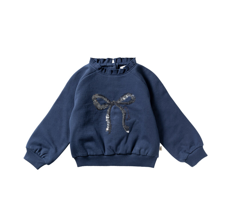 Your Wishes Bow | Ruffle Sweater Insignia Blue