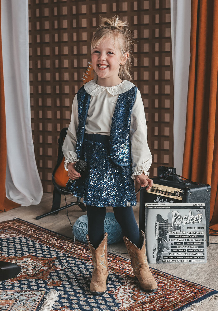 Your Wishes Sequin | Velvet Gilet Insignia Blue