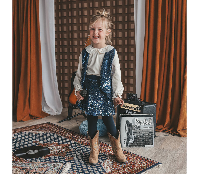 Your Wishes Sequin | Velvet Gilet Insignia Blue