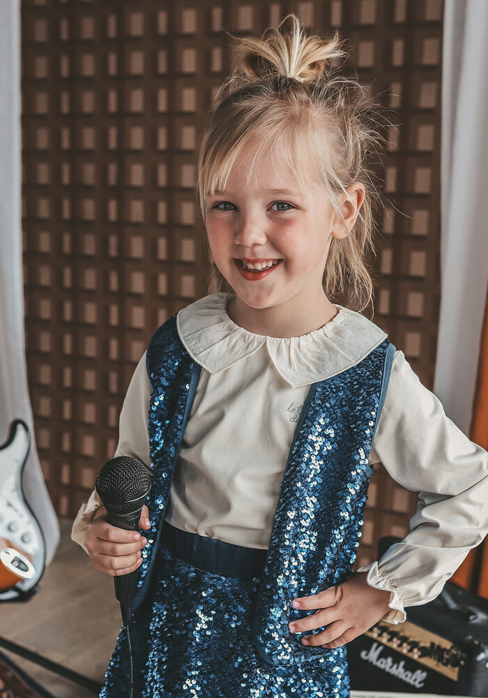 Your Wishes Sequin | Velvet Gilet Insignia Blue