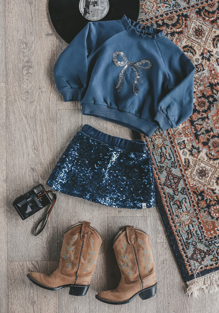 Your Wishes Sequin | Velvet Skirt Insignia Blue