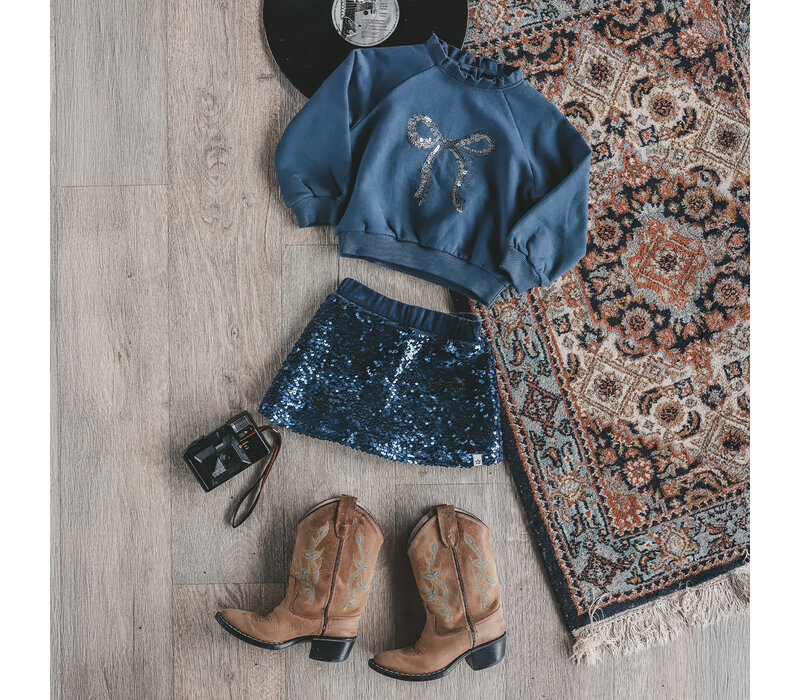 Your Wishes Sequin | Velvet Skirt Insignia Blue