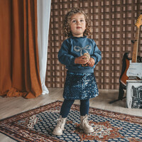 Your Wishes Bow | Ruffle Sweater Insignia Blue