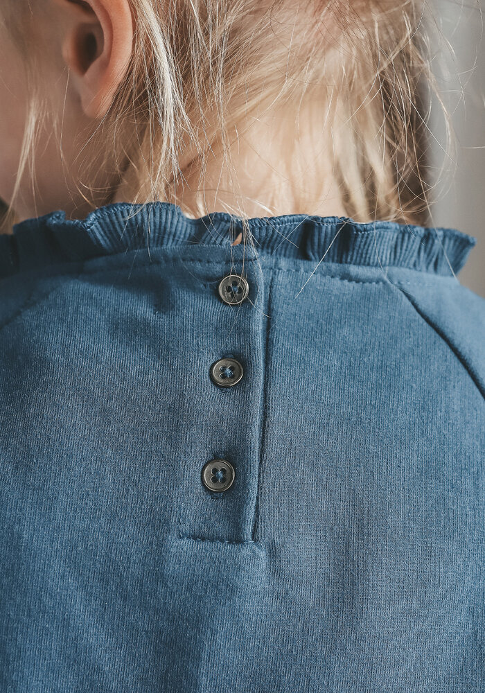 Your Wishes Bow | Ruffle Sweater Insignia Blue