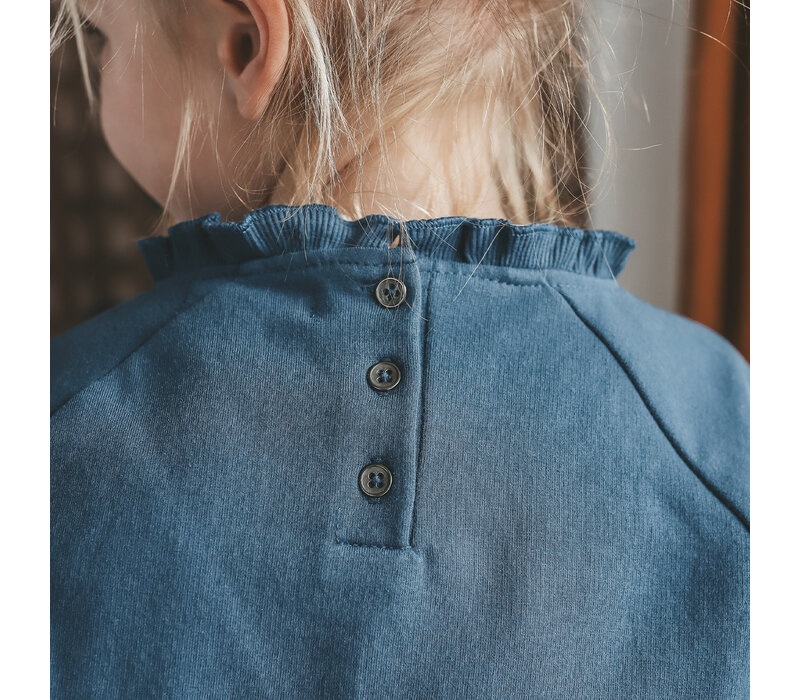 Your Wishes Bow | Ruffle Sweater Insignia Blue