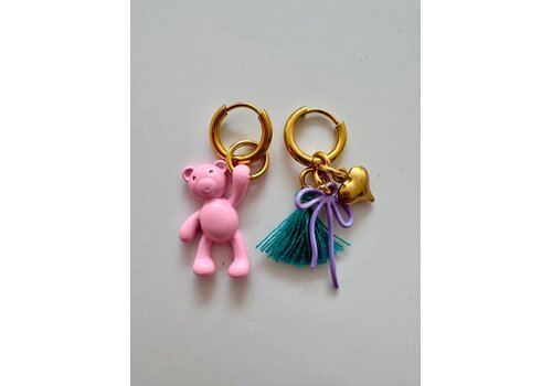 ByMelo ByMelo Oorbellen Beer roze