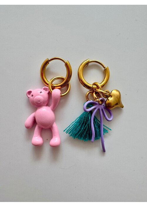 ByMelo ByMelo Oorbellen Beer roze