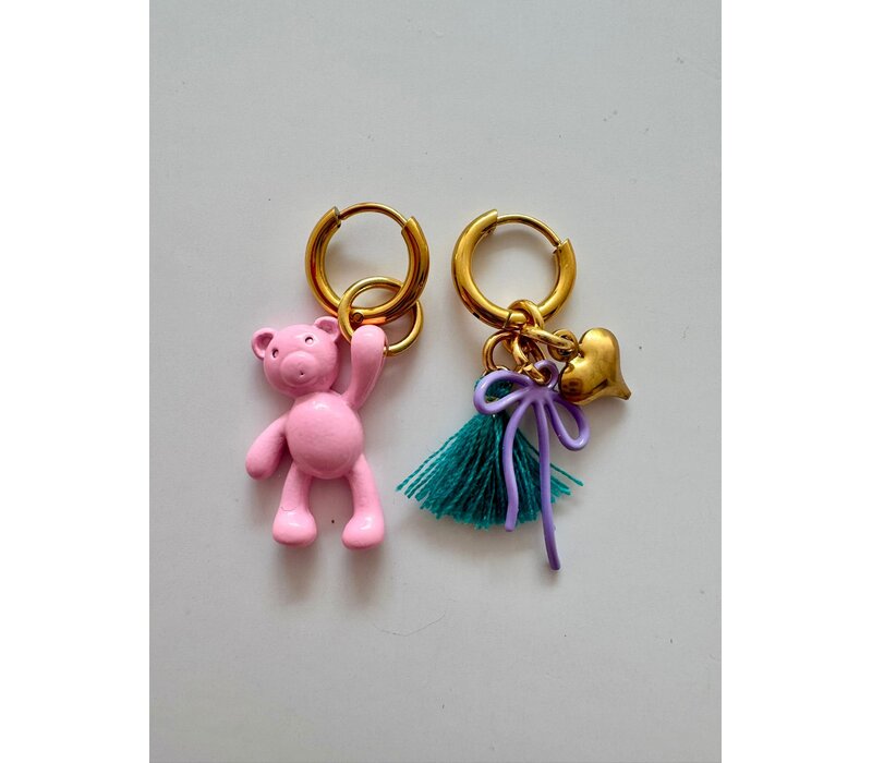 ByMelo Oorbellen Beer roze