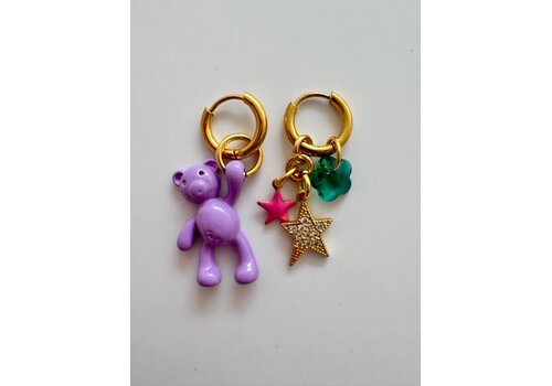 ByMelo ByMelo Oorbellen Beer paars