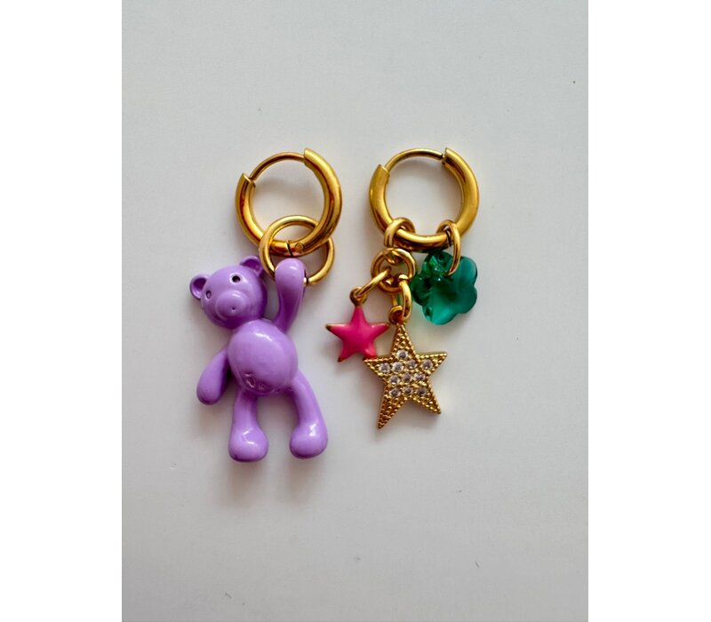 ByMelo Oorbellen Beer paars