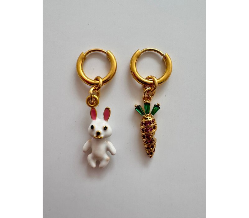 ByMelo Oorbellen Konijn/Wortel